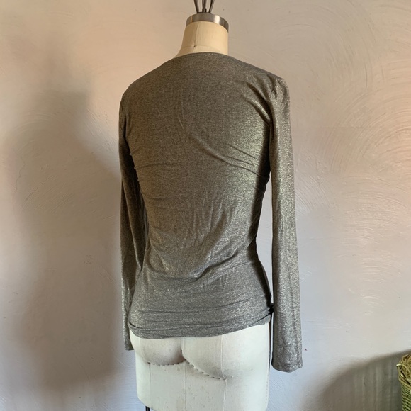 Only Hearts Gold Sparkle Long Sleeve Shirt Soft Layer Maximalist Helena Stuart - Picture 4 of 7